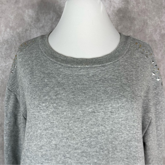 The Kooples Sport Gray Star Studded Sleeve Crewneck Sweatshirt Women's Sz 2 US M - Picture 4 of 11